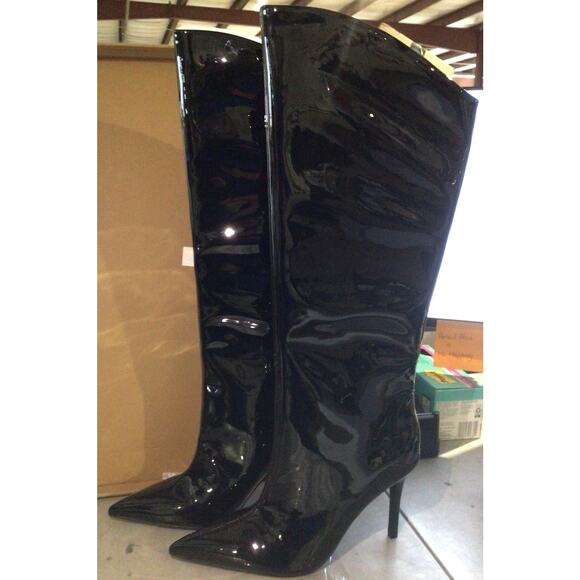 Sarina Black Patent Knee High Boot - Picture 2 of 4